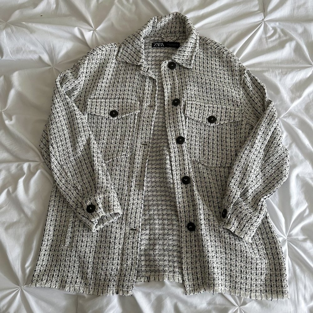 Zara Black & White Houndstooth Overshirt